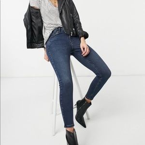 Topshop Jamie High Rise Skinny Jean In Blue Black - Size: 25